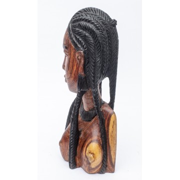 Dřevěná soška  - ženská busta z tropického dřeva