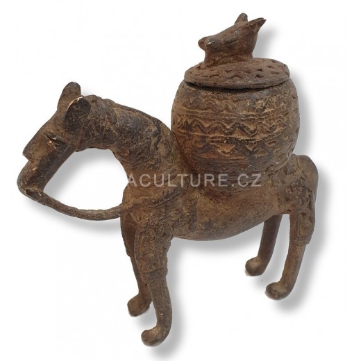 Bronzová dóza-bronzová krabička-bronzová nádoba-dogonský bronz-africké umění-kmenové umění-artefakt-bronzová soška-stylová dekor