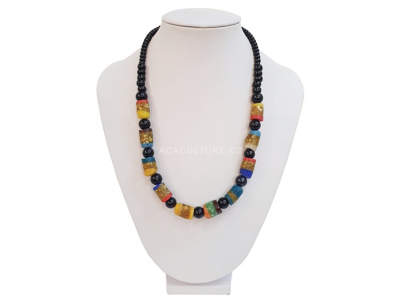 Náhrdelník Kumasi-africké šperky-skleněné korálky-Krobo-Ghana-upcyklace Náhrdelník Kumasi-africké šperky-skleněné korálky-Krobo-Ghana-upcyklace