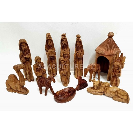 Dřevěný betlém z Afriky-dřevěná soška-vánoční dekorace-africké umění
