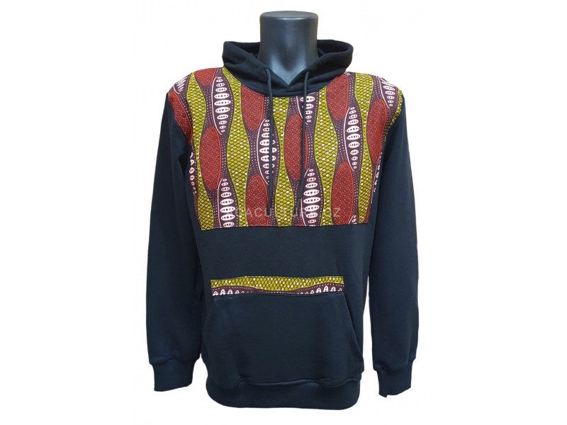 Unisex mikina Kitenge s kapucí s ručně šitým africkým vzorem